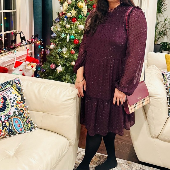 💯 Authentic Burberry Haymarket Check Loxely Crossbody Bag in Dark Plum Color - Picture 2 of 15